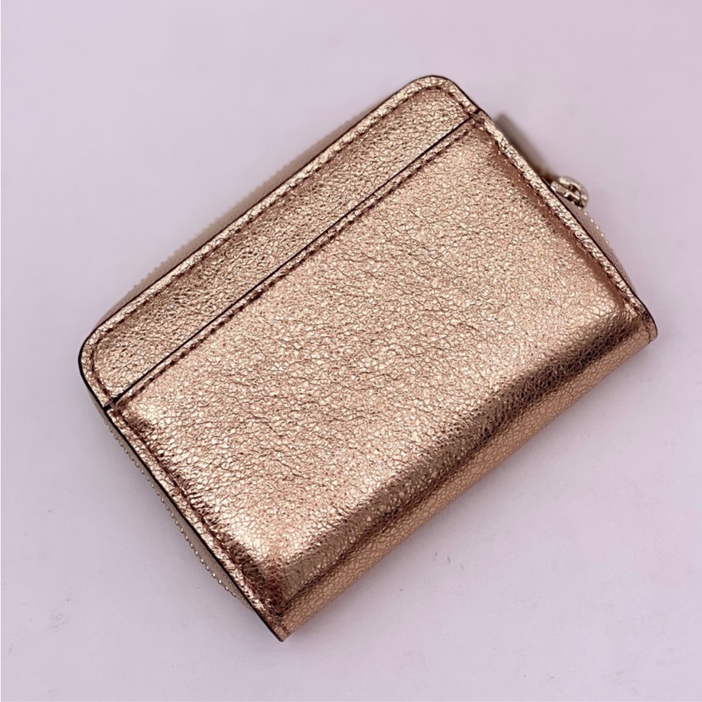NWT Kate Spade / Wrapping Party - Glittering Rose Gold / Small Zip Card Wallet - Picture 2 of 11